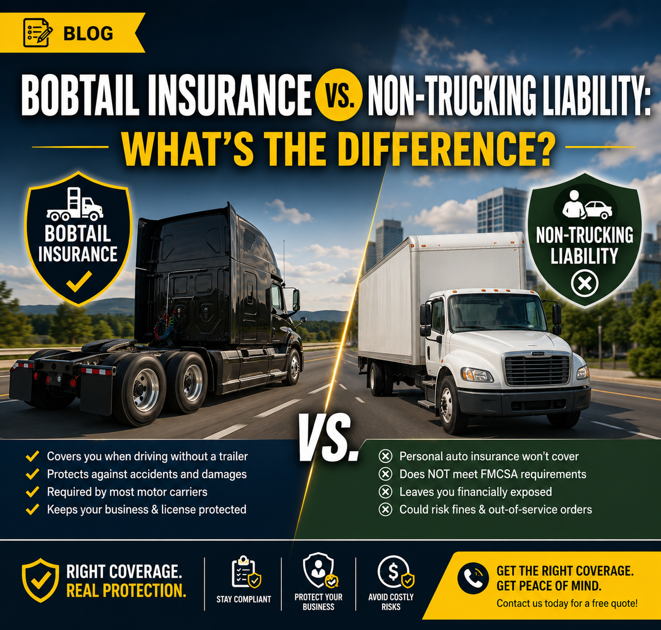 Bobtail Insurance vs. Non-Trucking Liability: What's the Difference?